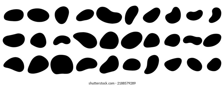 Organic blob, blot. Random blob organic geometric round pattern isolated on white background. Random blotch, inkblot. vector illustration.