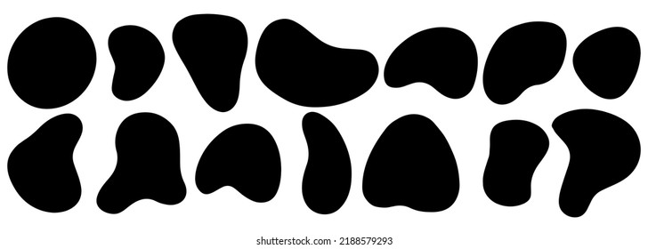Organic blob, blot. Random blob organic geometric round pattern isolated on white background. Random blotch, inkblot. vector illustration.