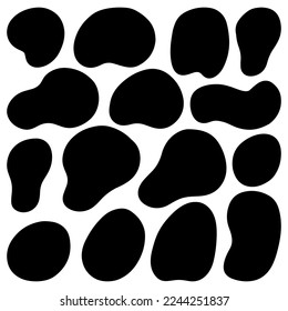 Organic blob, blot. Random blob organic geometric round pattern isolated on white background. Random blotch, inkblot. vector illustration.