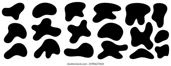 Organic blob, blot. Random blob organic geometric round pattern isolated on white background. Random blotch, inkblot. vector illustration.