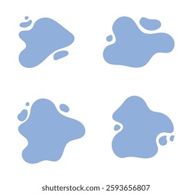 Organic blob shape abstract blue color. Vector illustration isolated on white background