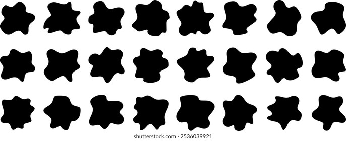Organic blob shape.  Collection from abstract forms for design and paint. Black wavy liquid blobs. Abstract color shapes.