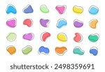 Organic blob shape. Colorful liquid shape with line. Liquid silhouette drop in modern style. Vector shape elements.