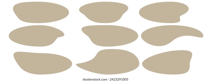 Forma de blob orgánico con forma irregular de ilustración vectorial abstracta. Burbuja ovalada aleatoria, piedra asimétrica, mancha de ameba redonda. Conjunto de simple manchas geométricas gráficas. Fondo de burbuja negra