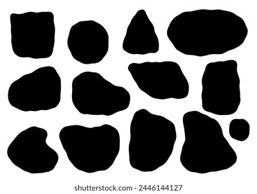 Organic blob shape with irregular form abstract vector illustration. Random oval pebble, asymmetric stone, round amoeba blot. Neutral bubble blod background