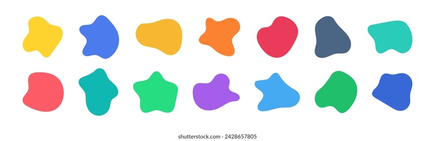 Organic blob shapes. Abstract irregular forms. Liquid round deformed elements. Isolated collection on white background.