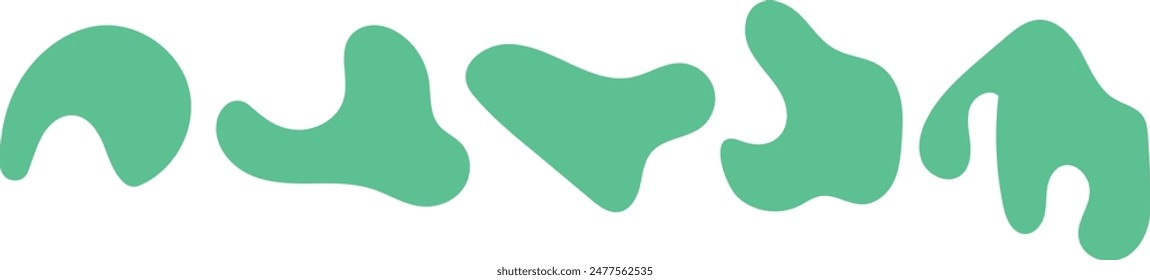 Organic blob shapes, colorful round forms. Abstract liquid modern blotch shapes. Hand drawn form of pebbles, drops and stone collection. Set of blotch shapes isolated. Colored vector illustrationOrgan