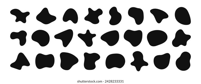 Organic blob shapes. Irregular forms. Asymmetrical flowing liquid circles. Smooth silhouette stones. Collection of isolated vector elements on white background.