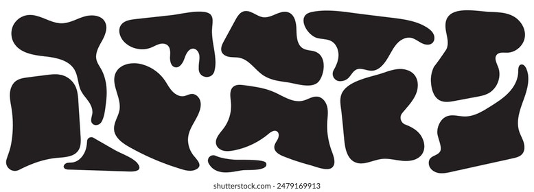 Organic blob shapes. Irregular forms. Asymmetrical flowing liquid circles. Smooth silhouette stones. Collection of isolated vector elements on white background