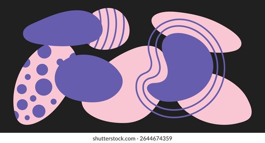 Organic blobs curved lines backdrop. Abstract irregular shapes and figures vector design.