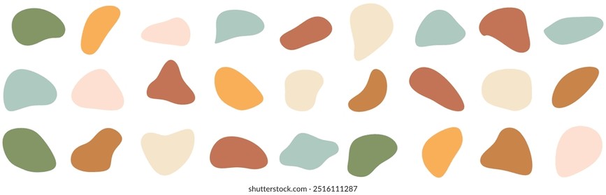 Organic blotch shape. Liquid shape elements. Fluid dynamical colored forms banner. Vector illustration.