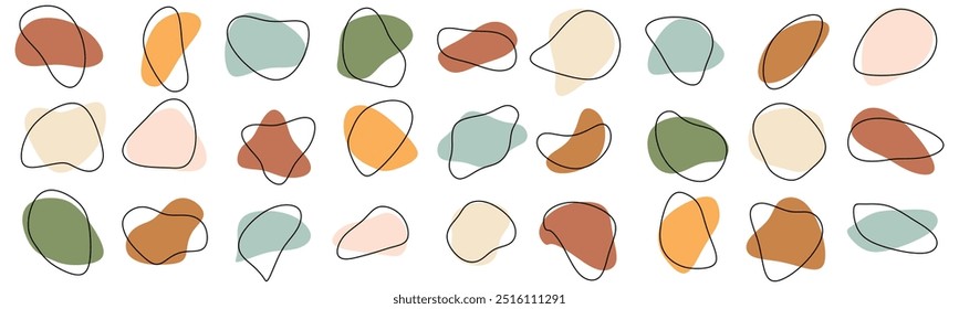 Organic blotch shape. Liquid shape elements. Fluid dynamical colored forms banner. Gradient abstract liquid shapes. Vector illustration.