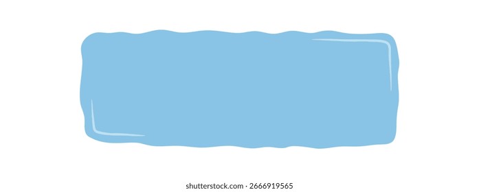 Marco ondulado azul orgánico con contorno de rectángulo y estilo de borde dibujado a mano. Plantilla de Anuncio con el área de la etiqueta y el fondo de la tarjeta para el texto en el concepto del cartel o de la invitación.