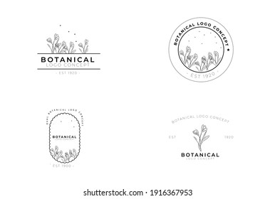 organic botanical minimal natural iconic graphic decor linear simple floral logo design