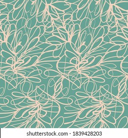 Organic botanical texture seamless vector pattern. Surface print design for fabrics, stationery, scrapbook paper, gift wrap, home decor, textiles, and packaging.