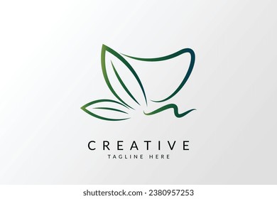organic bowl, Creative modern leaf bowl logo design