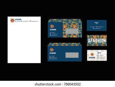 organic branding identity mock up template with logo design. stationary agriculture Colorful batik fabric background. Floral seamless pattern with paisley ornament in Asian textile style, poster, card