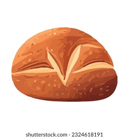 Organic bread bun snack, fresh and healthy eating icon isolated