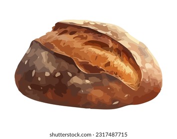 Organic bread snack, a healthy gourmet meal icon isolated
