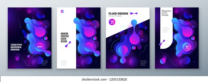 Organic brochure layout design. Bright fluid color template for brochure, catalog, magazine or flyer background. Vector mockup illustration.