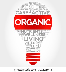 ORGANIC bulb word cloud, health concept