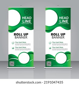 Organic Business Business Roll Up. Banner Template. Cover Presentation Abstract Geometric Background. Vector Illustration Modern Publication Display And Banner, Layout In Rectangle