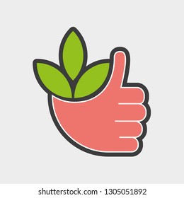 organic button and hand okay