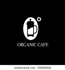 Organic cafe vector logo design template