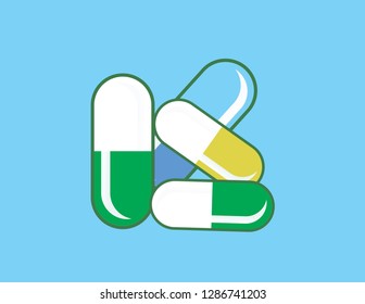 Organic capsules Flat vector illustration design