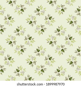 Organic cartoon autumn harvest seamless pattern with pear and leaf shapes. Grey light background. Stock illustration. Vector design for textile, fabric, giftwrap, wallpapers.
