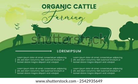 Organic cattle farming Flat background agriculture landscape design