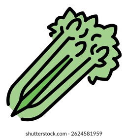 Organic celery icon. Outline organic celery vector icon color flat isolated