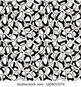 Organic cells seamless pattern. Animal skin, leather texture. Scientific, biology, chemistry print. Natural structure background. Repeating irregular spots motif. Vector molecular abstract wallpaper