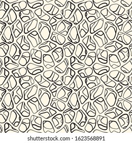 Organic cells seamless pattern. Animal skin, leather texture. Scientific, biology, chemistry print. Natural structure background. Repeating irregular spots motif. Vector molecular abstract wallpaper