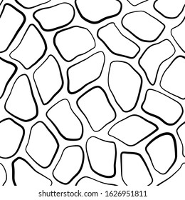 Organic cells seamless pattern. Animal skin, leather texture. Scientific, biology, chemistry print. Natural structure background. Repeating irregular spots motif. Vector molecular abstract wallpaper