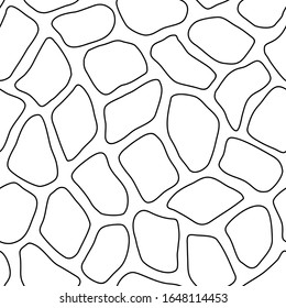Organic cells seamless pattern. Animal skin, leather texture. Scientific, biology, chemistry print. Natural structure background. Repeating irregular spots motif. Vector molecular abstract wallpaper