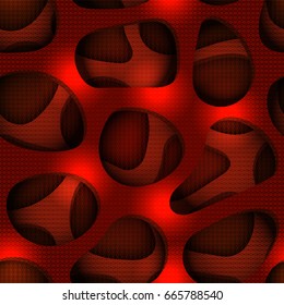 Organic cells seamless pattern. Geometrical layer effect abstract background, vector design