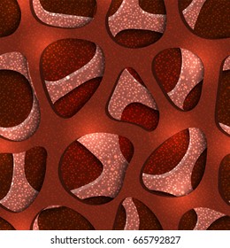Organic cells seamless pattern. Geometrical layer effect abstract background, vector design