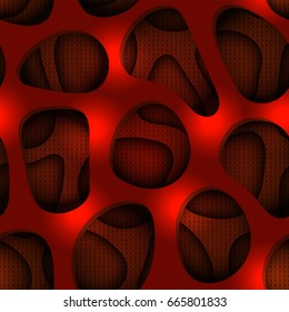 Organic cells seamless pattern. Geometrical layer effect abstract background, vector design