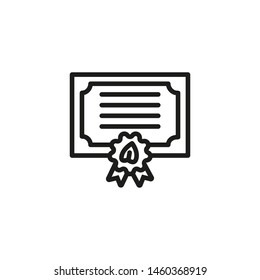 Organic certificate line icon. Document, approval, natural. Organics concept. Vector illustration can be used for topics like environment, ecology, food