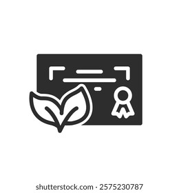 organic certificate solid icon vector design good for web or mobile app