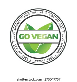 Organic certification stamp / Go vegan / Organic leaf vector / Green symbol / Natural food logo 