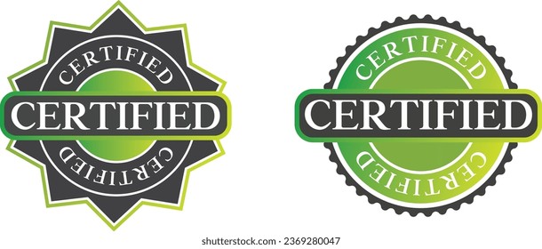 organic certified. Farm fresh, buy local. Line premium quality logo badges with green leaves. Eco bio food emblems for farmers market, healthy goods