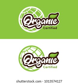 Organic certified logo icon with leaf element