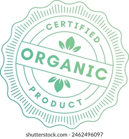 Estampilla de Producto Certificado Orgánico Círculo Vector Insignia Icono Diseño en color verde degradado 