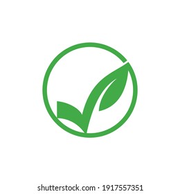 Organic check logo template illustration.  Check leaf icon logo design template.