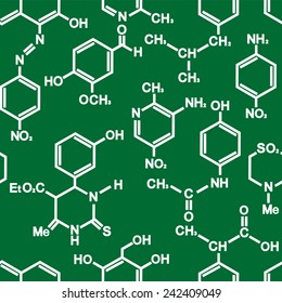 Diseño de fondo integral de la química orgánica con fórmulas para la investigación y el diseño educativo en formato cuadrado