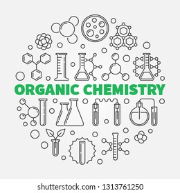 Organic Chemistry vector concept round illustration in thin line style