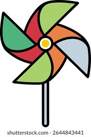 organic children s toy pinwheel doodle style vector art.