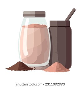 Organic chocolate bottle and powder, isolated icon